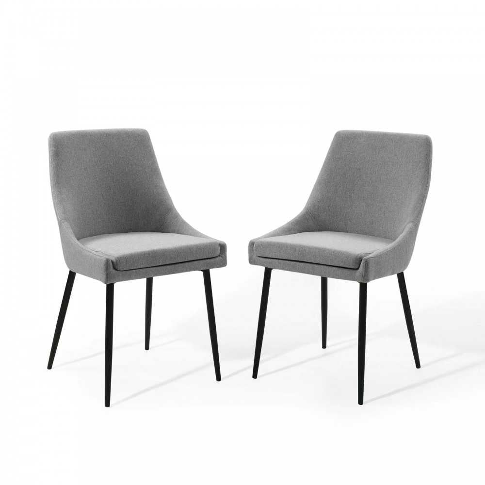 Viscount Upholstered Fabric Dining Chairs - Set of 2, Black Light Gray