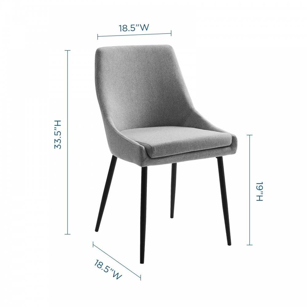 Viscount Upholstered Fabric Dining Chairs - Set of 2, Black Light Gray