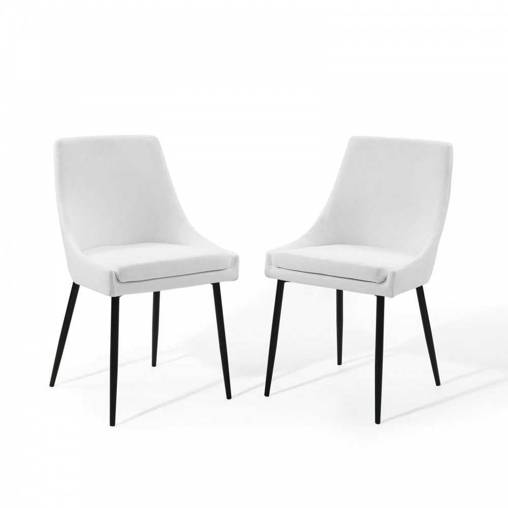 Viscount Upholstered Fabric Dining Chairs - Set of 2, Black White