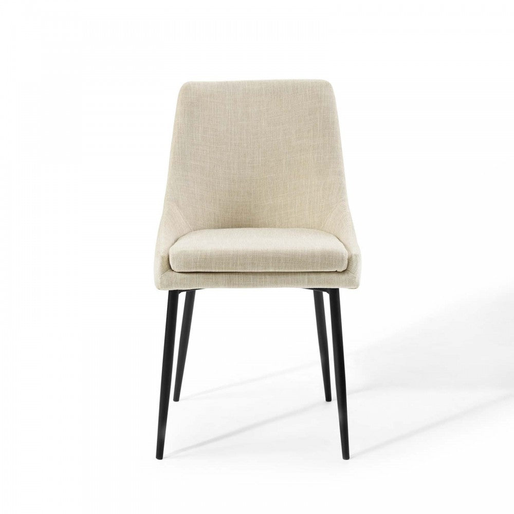 Viscount Upholstered Fabric Dining Chairs - Set of 2, Black Beige