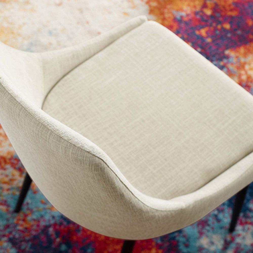 Viscount Upholstered Fabric Dining Chairs - Set of 2, Black Beige