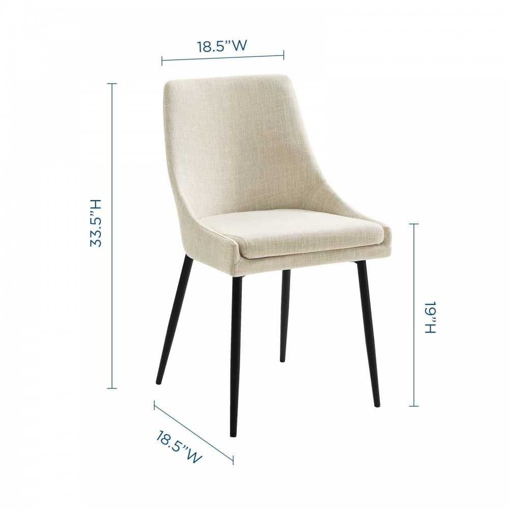 Viscount Upholstered Fabric Dining Chairs - Set of 2, Black Beige