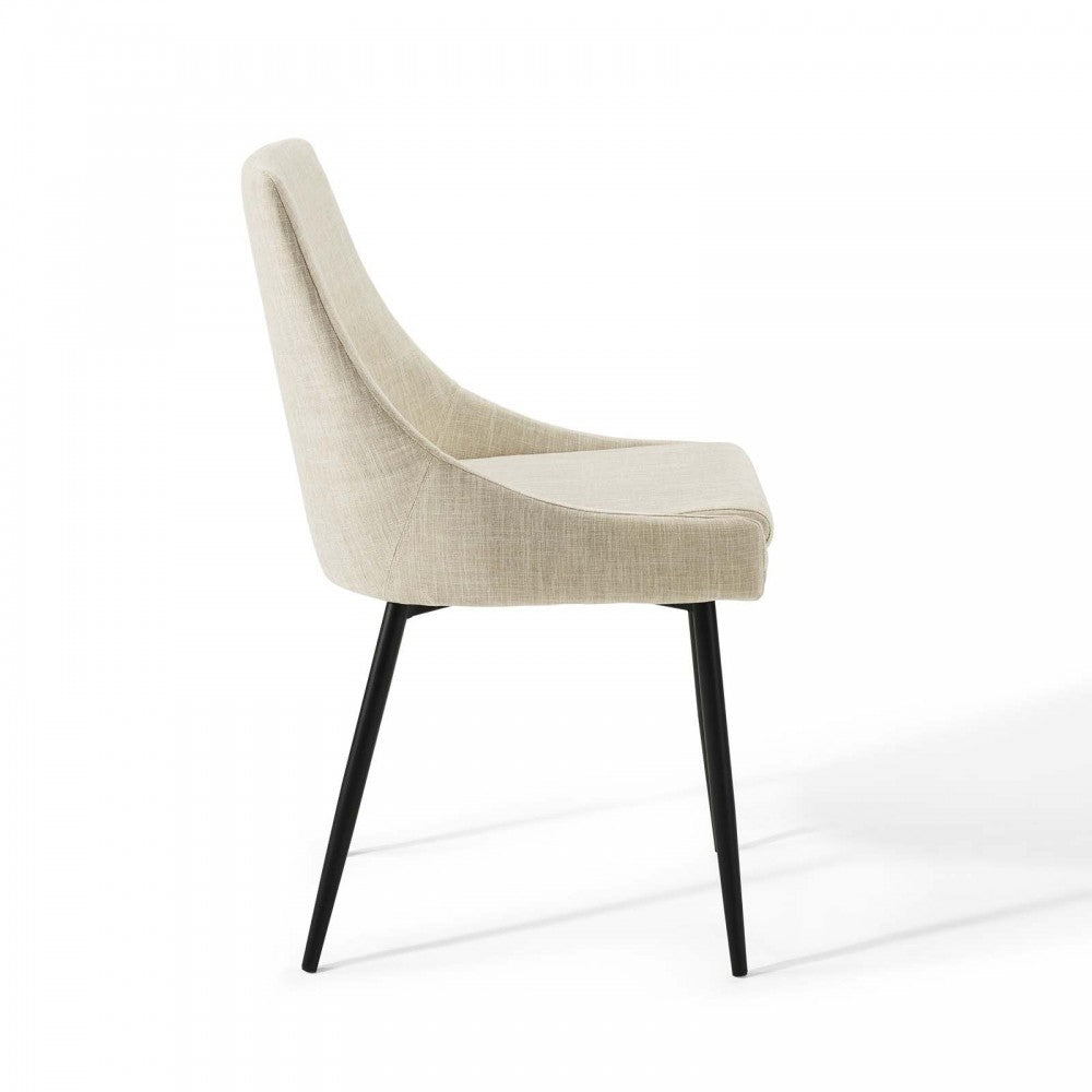 Viscount Upholstered Fabric Dining Chairs - Set of 2, Black Beige
