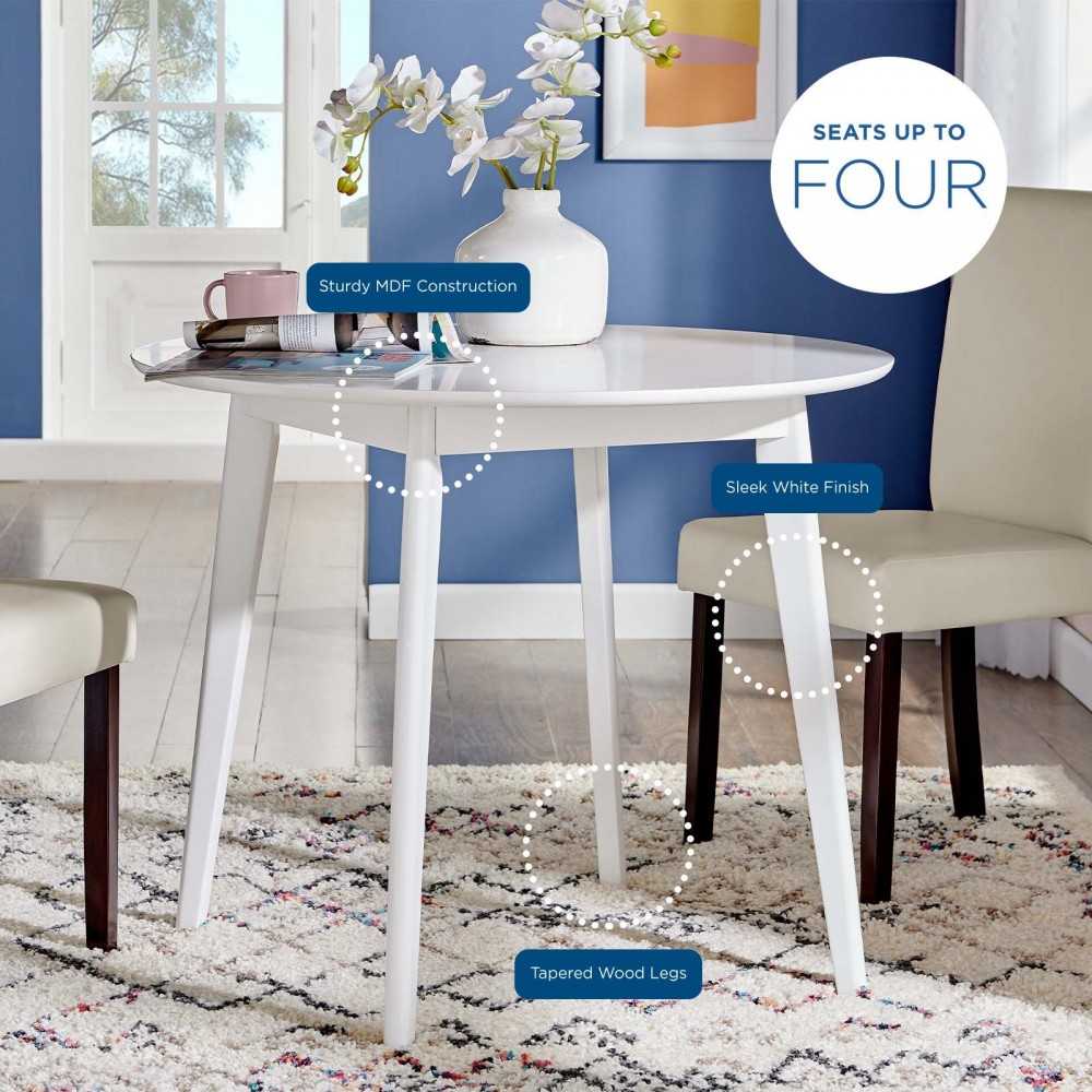 Vision 35" Round Dining Table, White