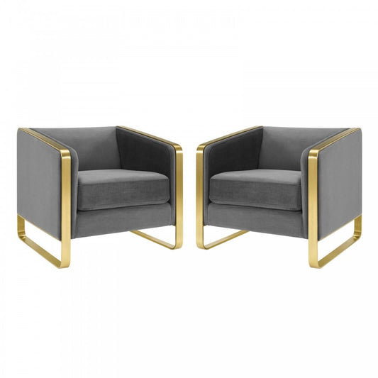 Visualize Armchair Performance Velvet Set of 2, Gray