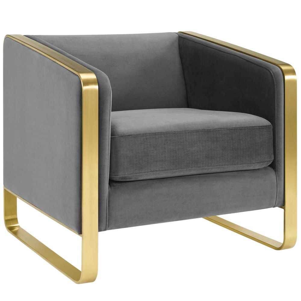 Visualize Armchair Performance Velvet Set of 2, Gray