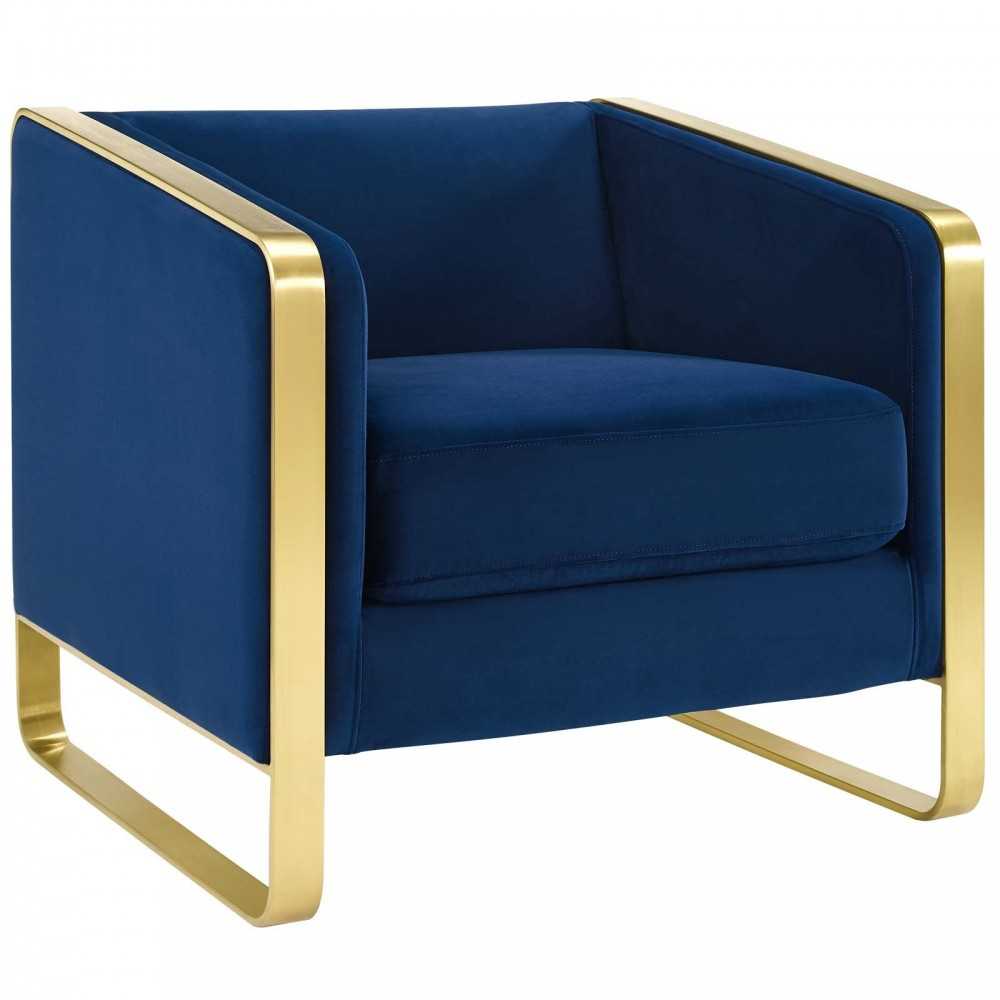Visualize Armchair Performance Velvet Set of 2, Navy
