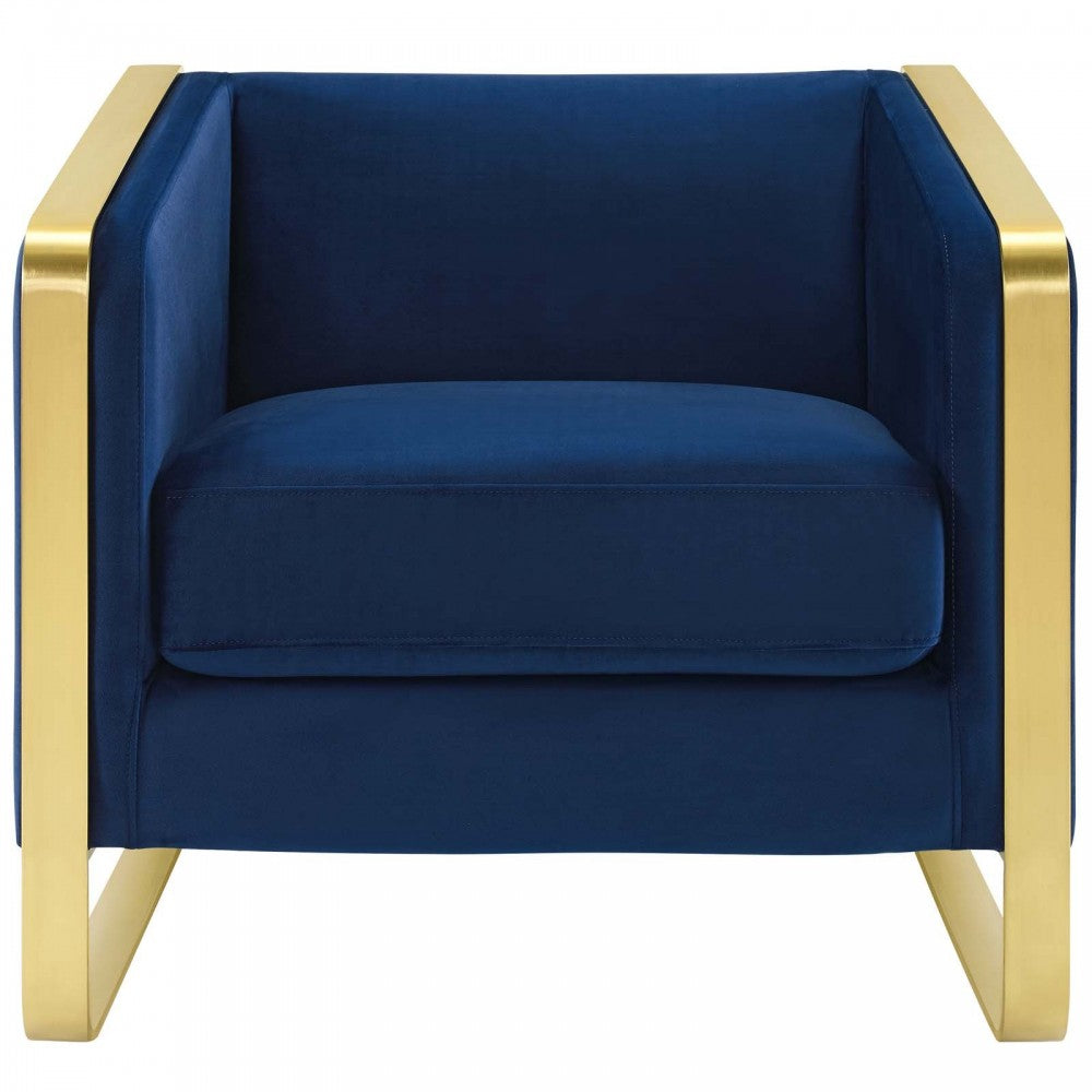 Visualize Armchair Performance Velvet Set of 2, Navy