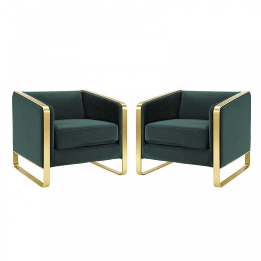 Visualize Armchair Performance Velvet Set of 2, Green