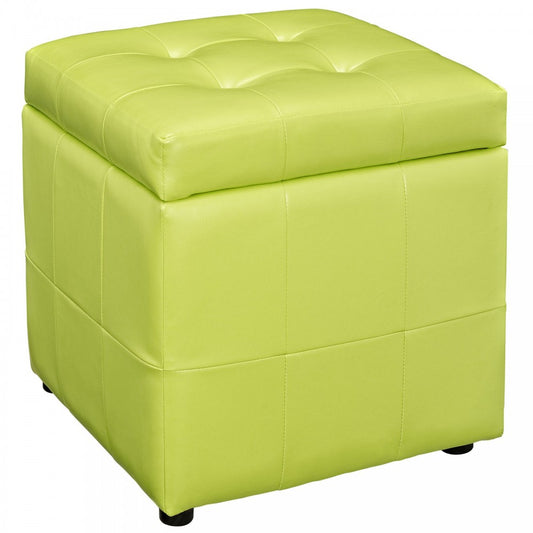 Volt Storage Upholstered Vinyl Ottoman, Light Green