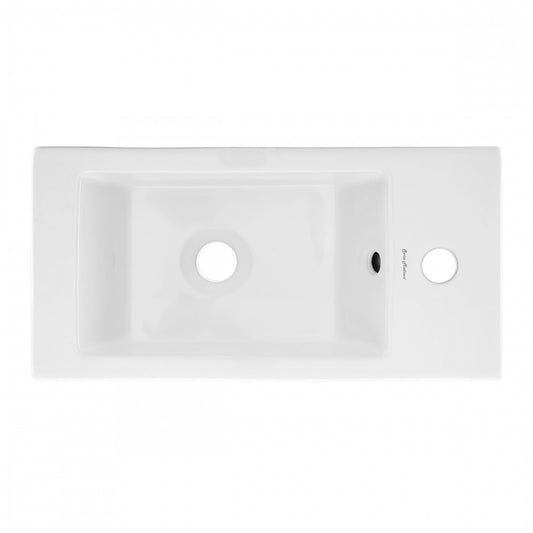 Voltaire 19.5x10 Rectangular Ceramic Wall Hung Sink with Right Side Faucet Mount