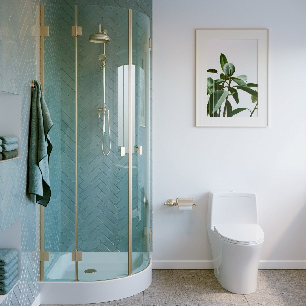 Voltaire 32 x 32 White, Single-Threshold, Center Drain, Neo-angle Shower Base