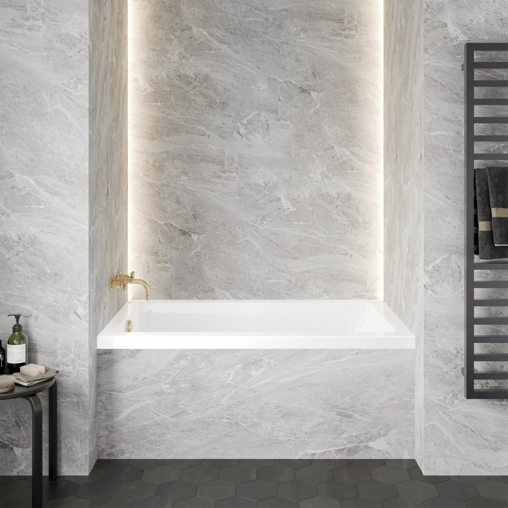 Voltaire 54 in x 30 in Acrylic Glossy White, Alcove, Left-Hand Drain, Bathtub