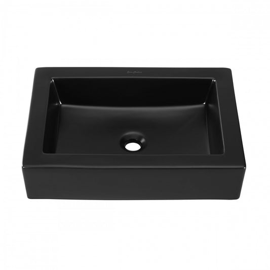 Voltaire Ceramic Rectangle Vessel Sink, Matte Black