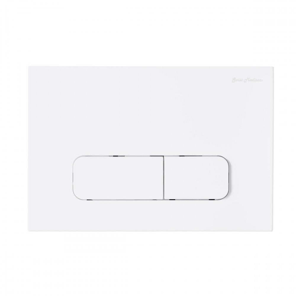 Wall Mount Dual Flush Actuator Plate with Rectangle Push Buttons in Matte White