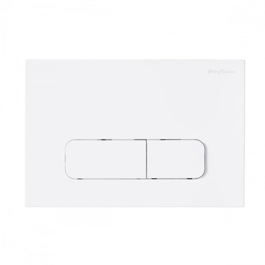Wall Mount Dual Flush Actuator Plate with Rectangle Push Buttons in Matte White