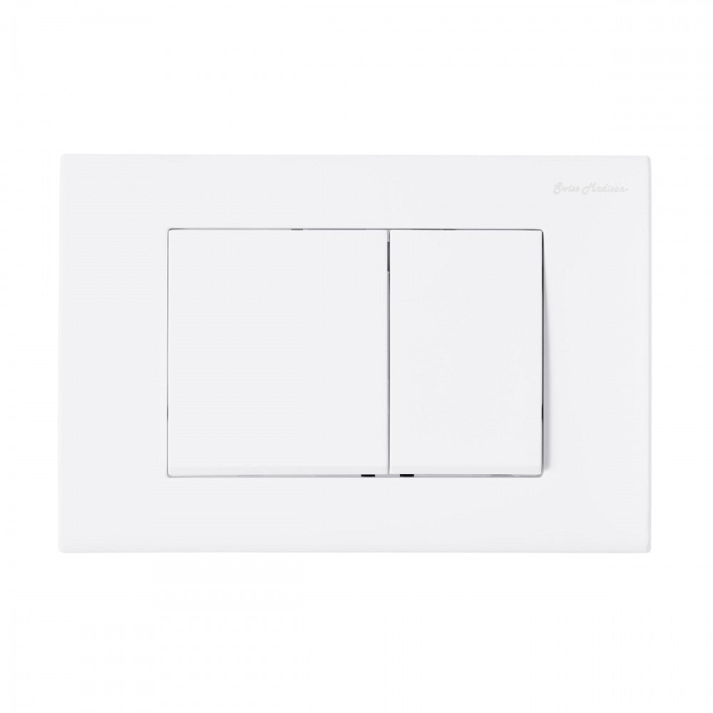 Wall Mount Dual Flush Actuator Plate with Square Push Buttons in Matte White