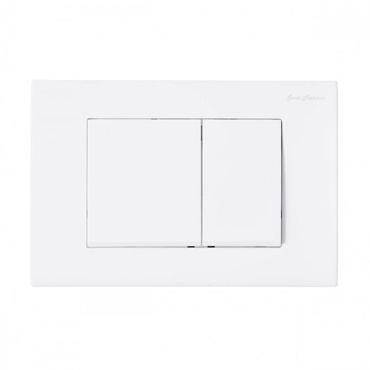 Wall Mount Dual Flush Actuator Plate with Square Push Buttons in Matte White