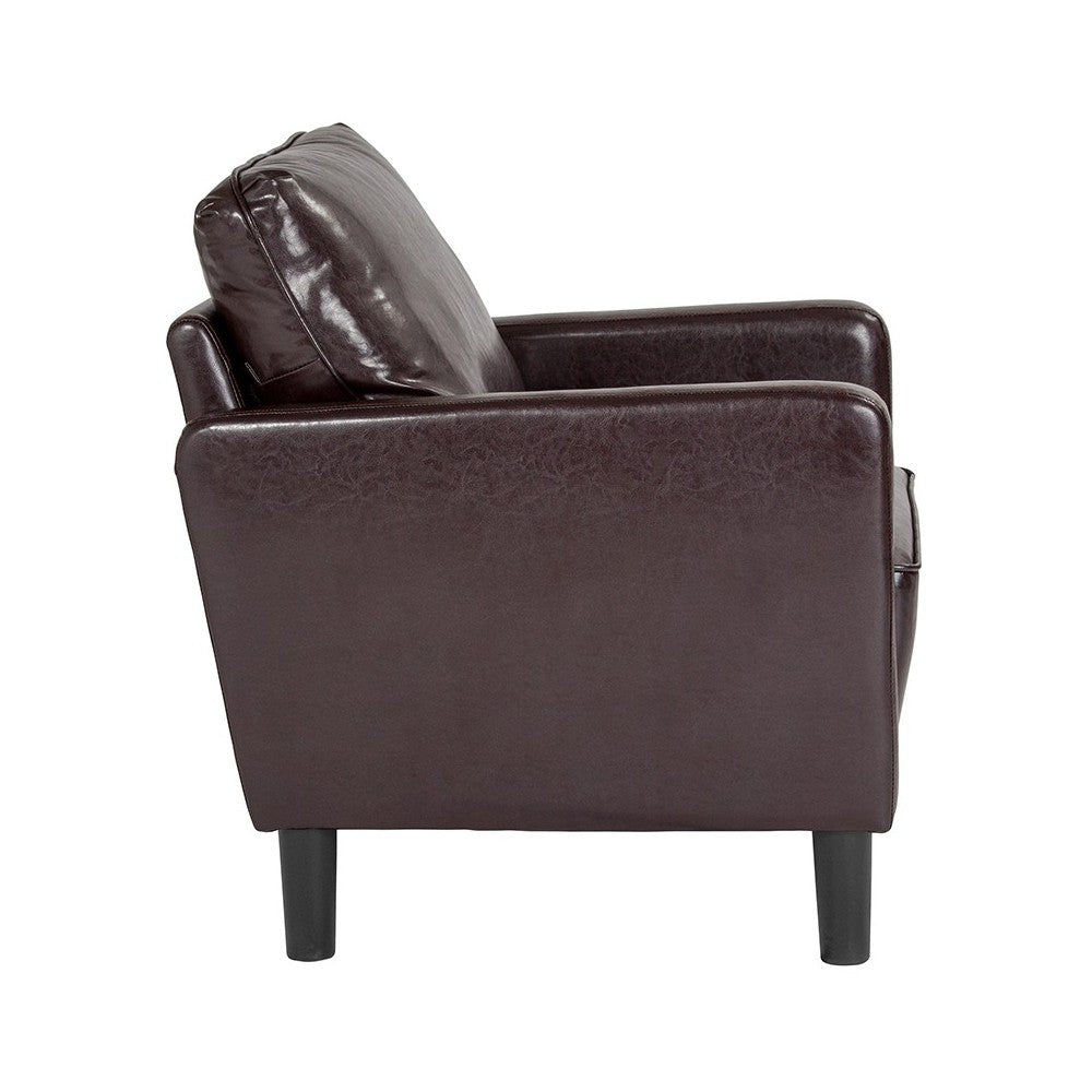 Washington Park Upholstered Chair in Brown LeatherSoft