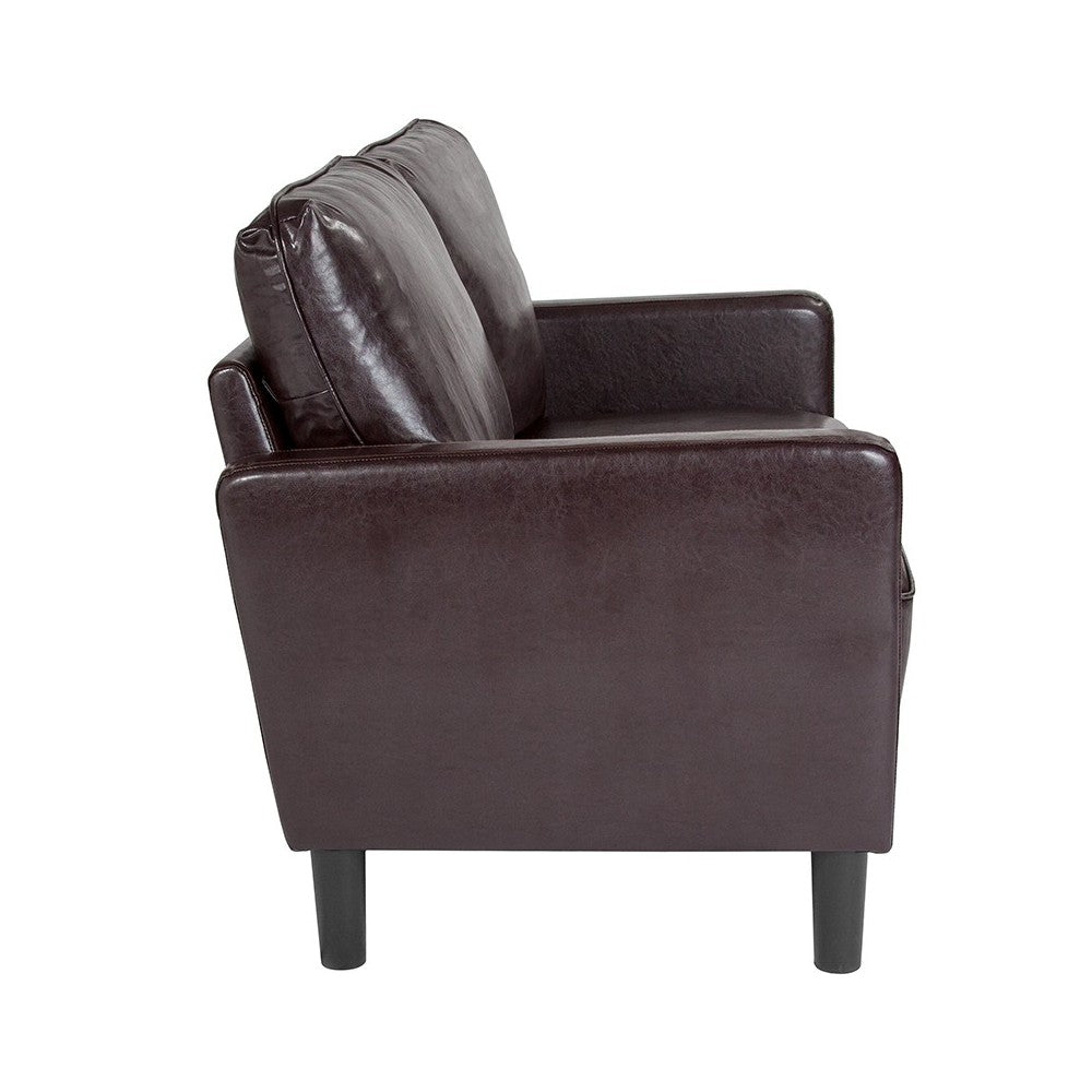 Washington Park Upholstered Loveseat in Brown LeatherSoft
