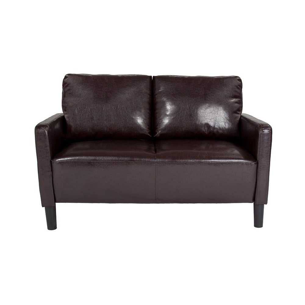 Washington Park Upholstered Loveseat in Brown LeatherSoft