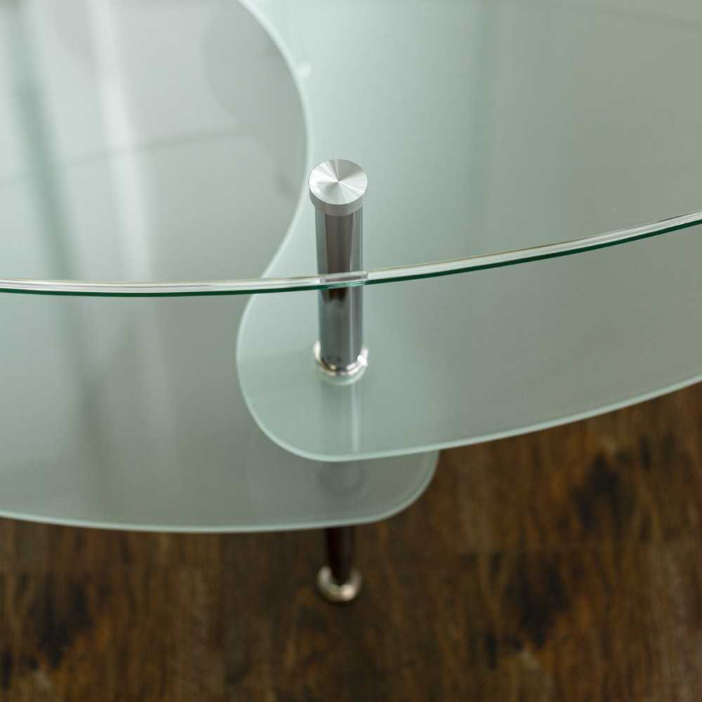 Wave Mid Century Modern Oval Glass Coffee Table