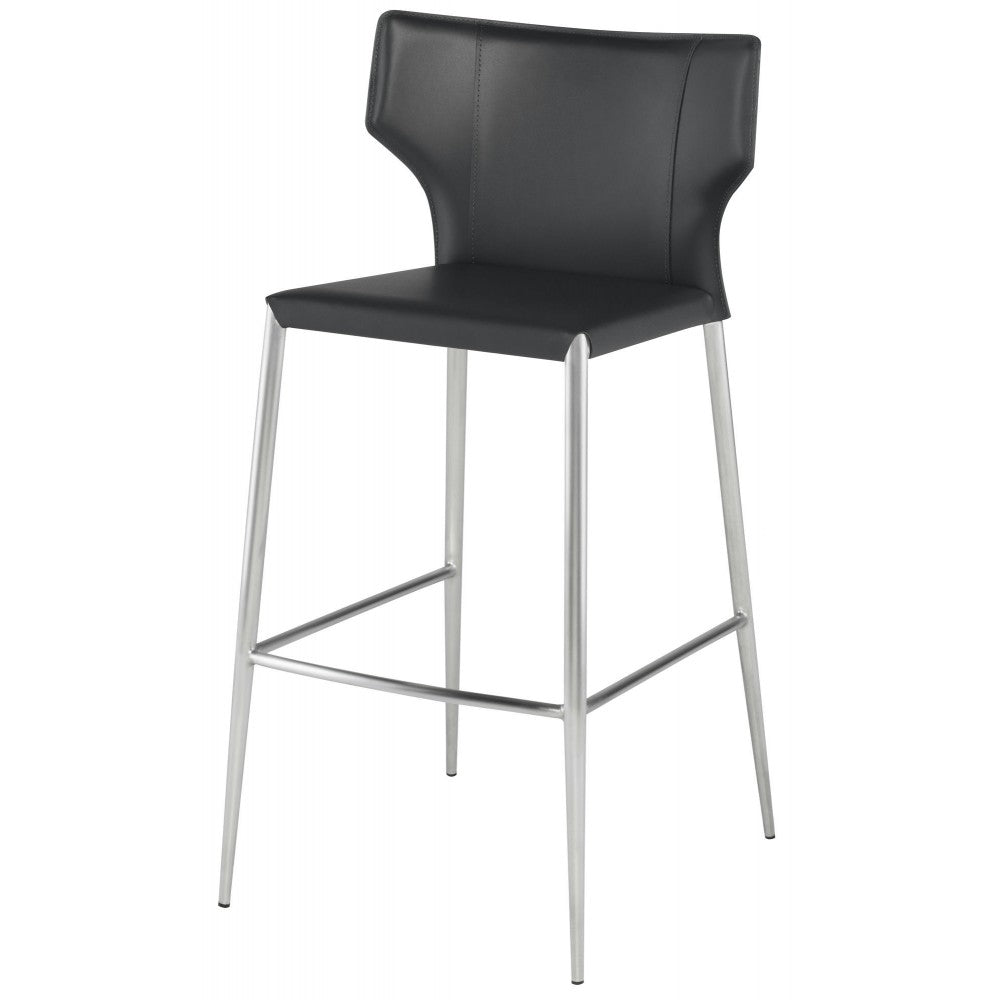 Wayne Dark Gray Leather Bar Stool, HGND142