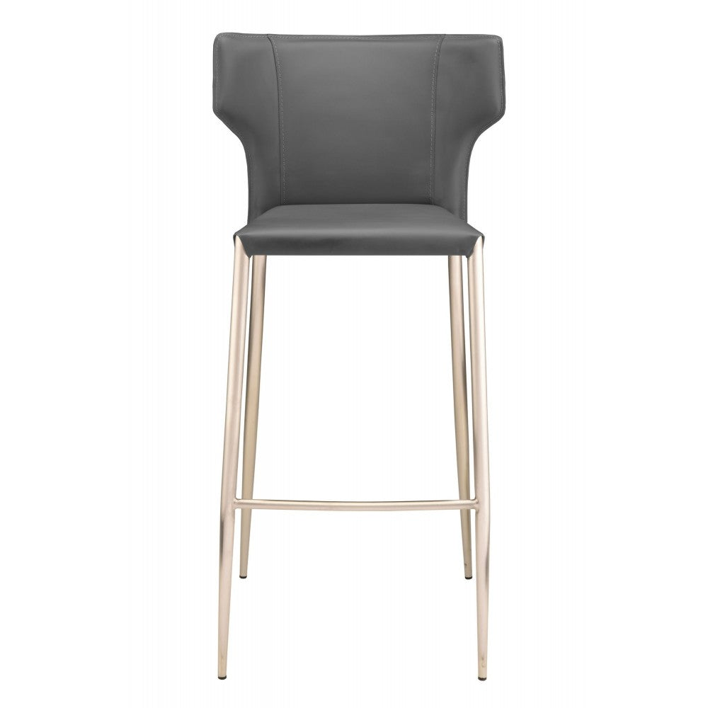 Wayne Dark Gray Leather Bar Stool, HGND142