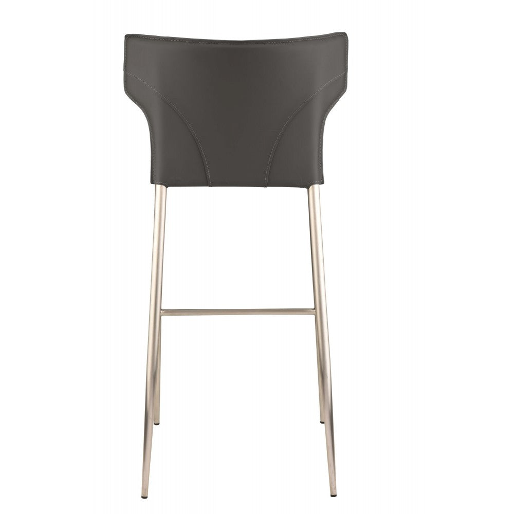 Wayne Dark Gray Leather Bar Stool, HGND142