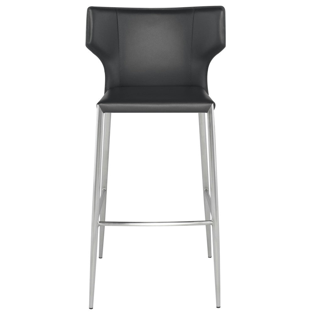 Wayne Dark Gray Leather Bar Stool, HGND142