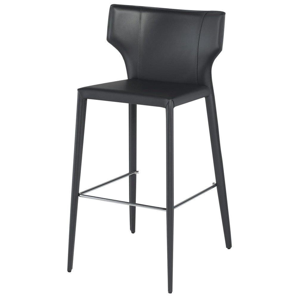 Wayne Dark Gray Leather Bar Stool, HGND152