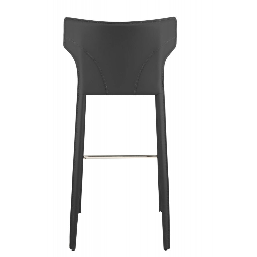 Wayne Dark Gray Leather Bar Stool, HGND152