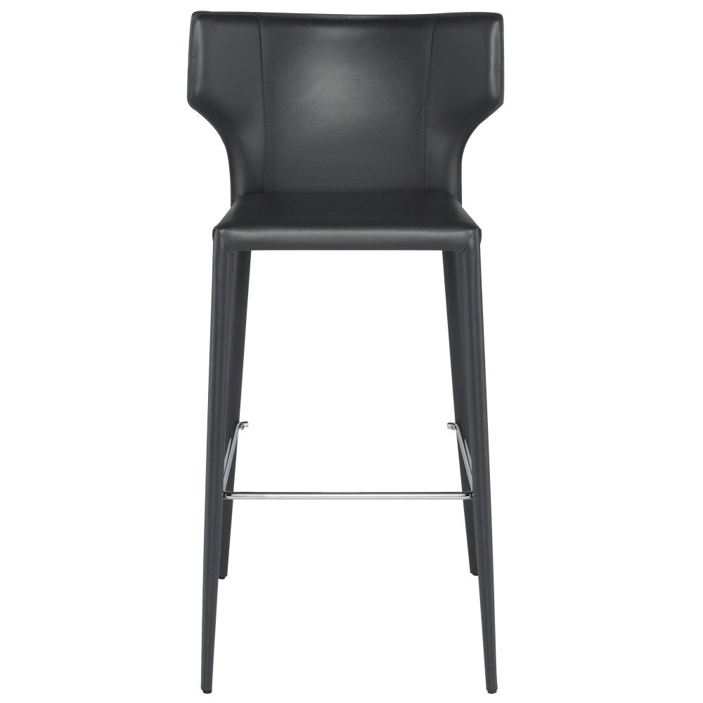 Wayne Dark Gray Leather Bar Stool, HGND152