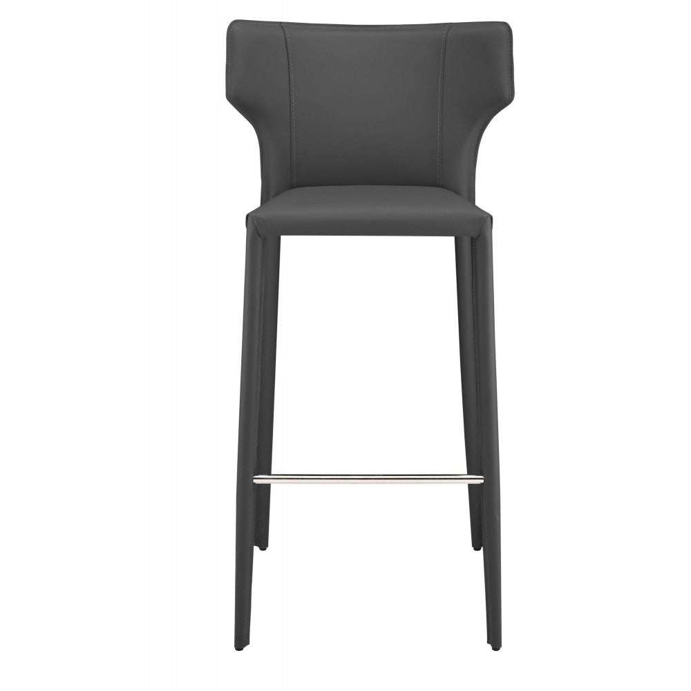 Wayne Dark Gray Leather Bar Stool, HGND152