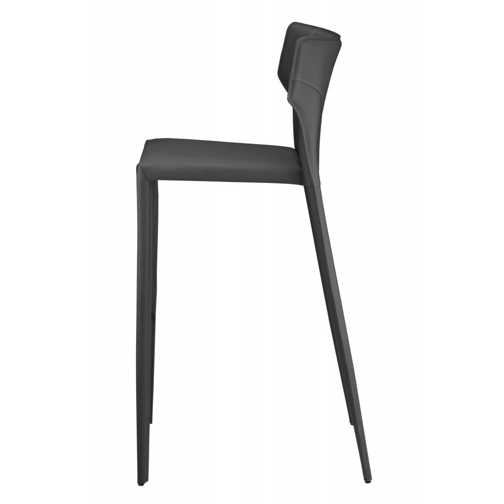 Wayne Dark Gray Leather Bar Stool, HGND152