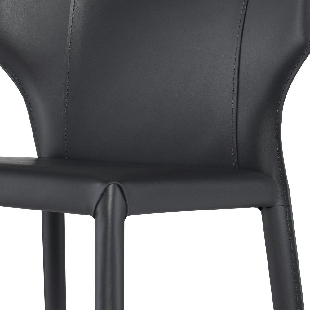 Wayne Dark Gray Leather Bar Stool, HGND152