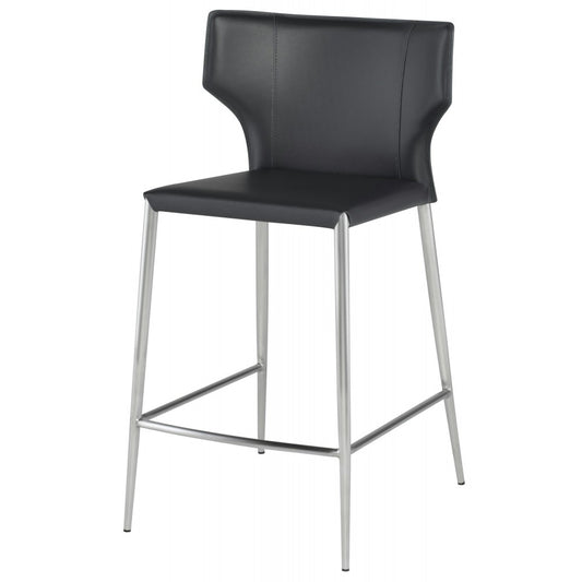 Wayne Dark Gray Leather Counter Stool, HGND147
