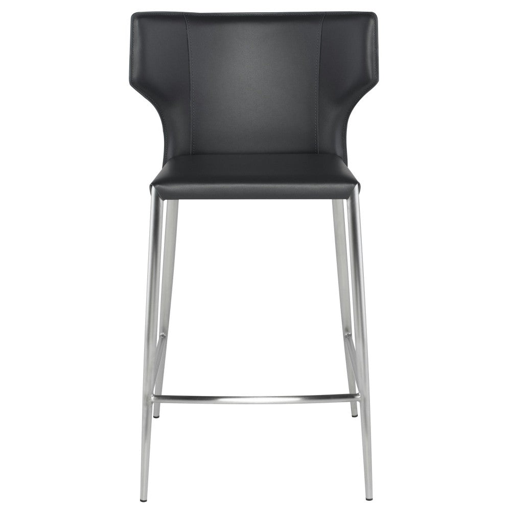 Wayne Dark Gray Leather Counter Stool, HGND147