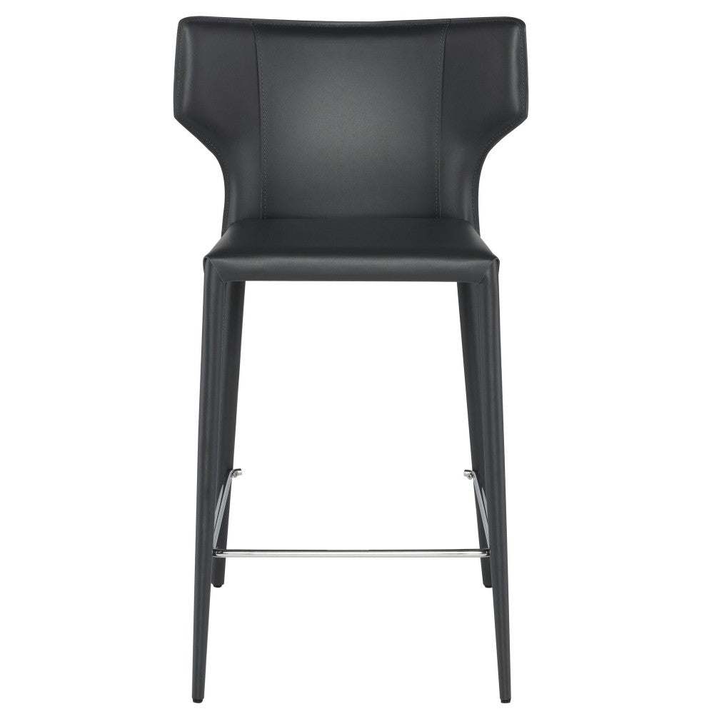 Wayne Dark Gray Leather Counter Stool, HGND157