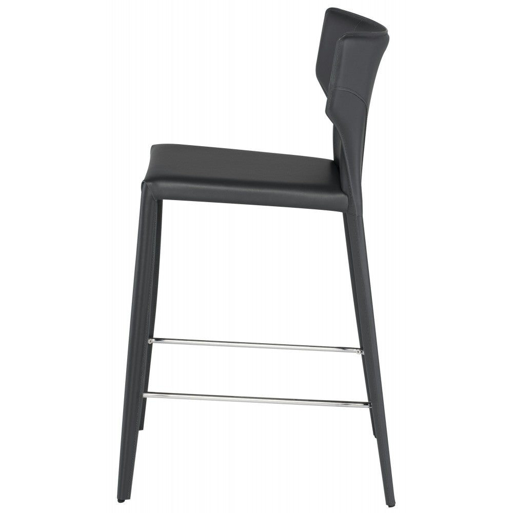 Wayne Dark Gray Leather Counter Stool, HGND157