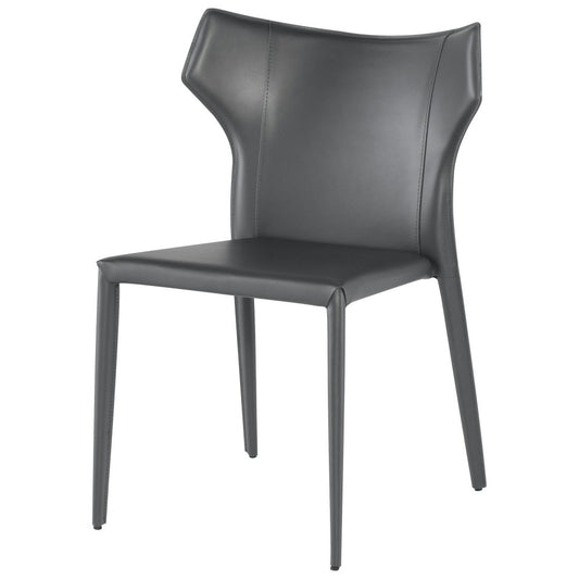 Wayne Dark Gray Leather Dining Chair, HGND132