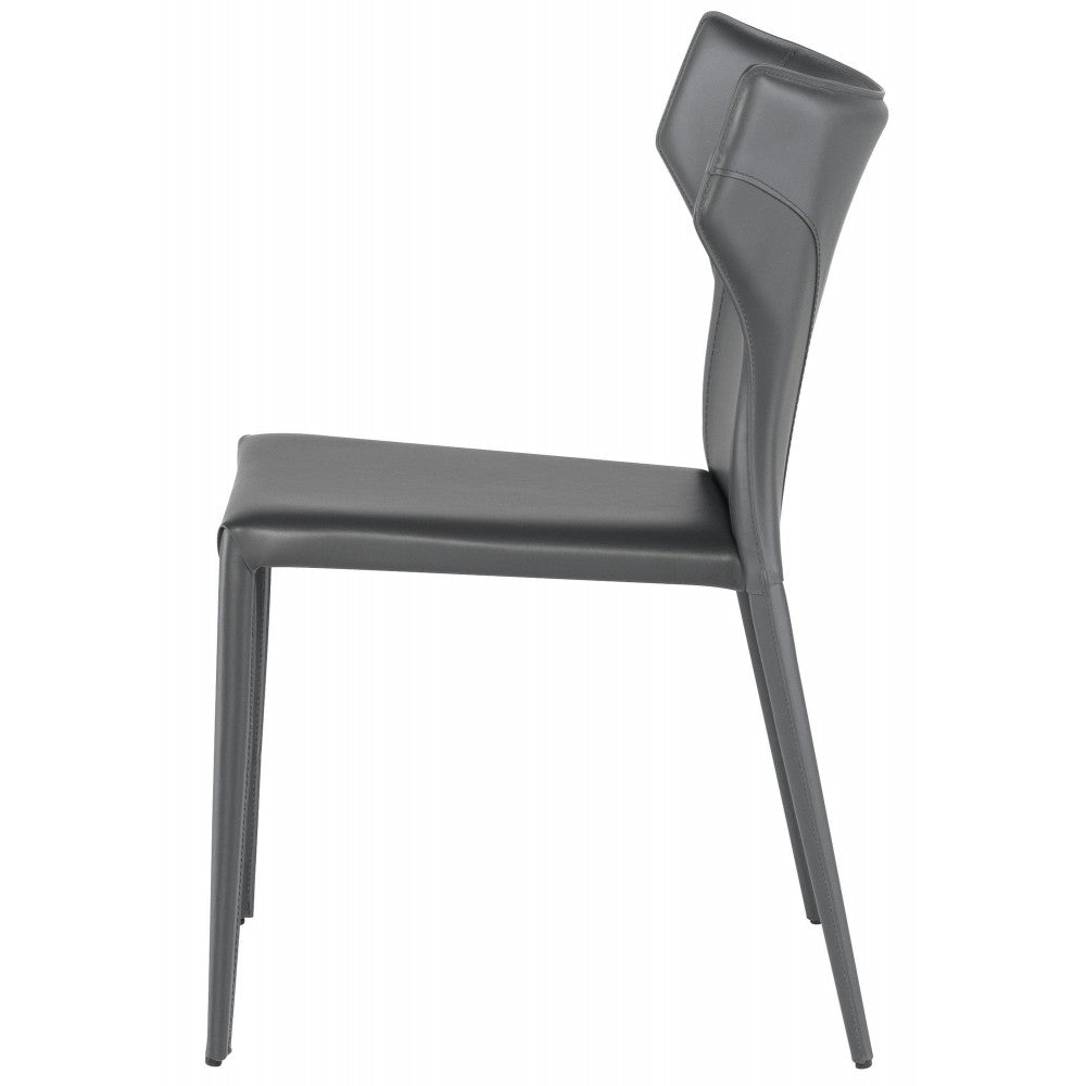 Wayne Dark Gray Leather Dining Chair, HGND132