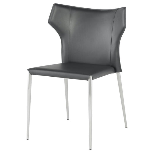 Wayne Dark Gray Leather Dining Chair, HGND137