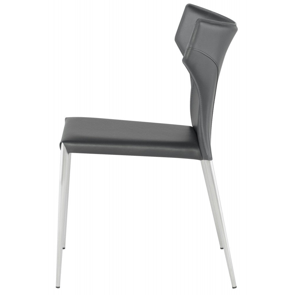 Wayne Dark Gray Leather Dining Chair, HGND137