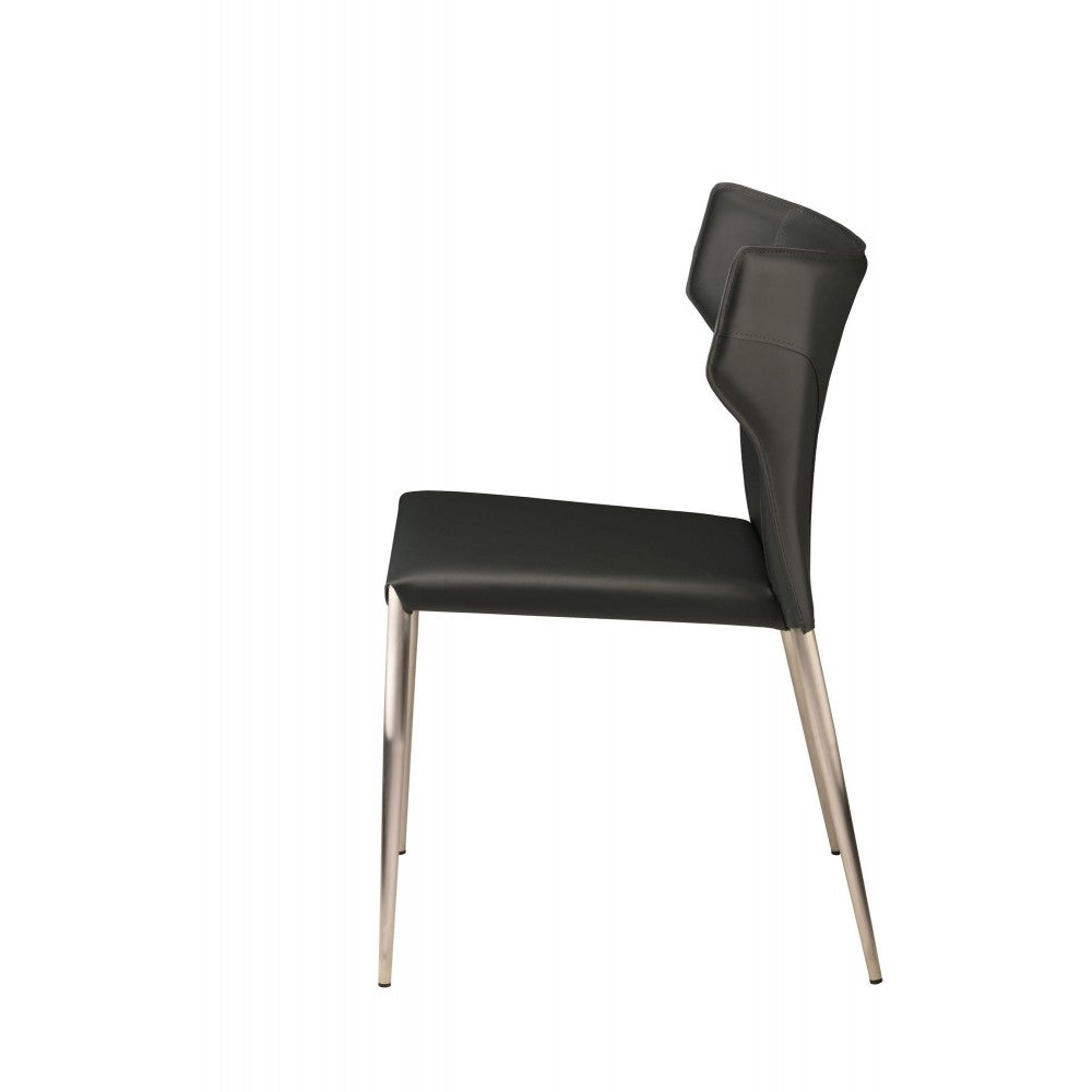 Wayne Dark Gray Leather Dining Chair, HGND137