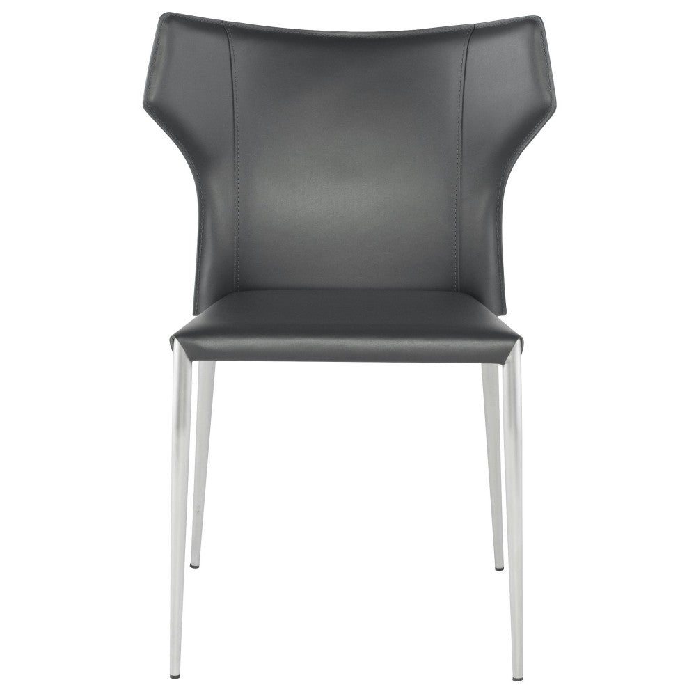 Wayne Dark Gray Leather Dining Chair, HGND137