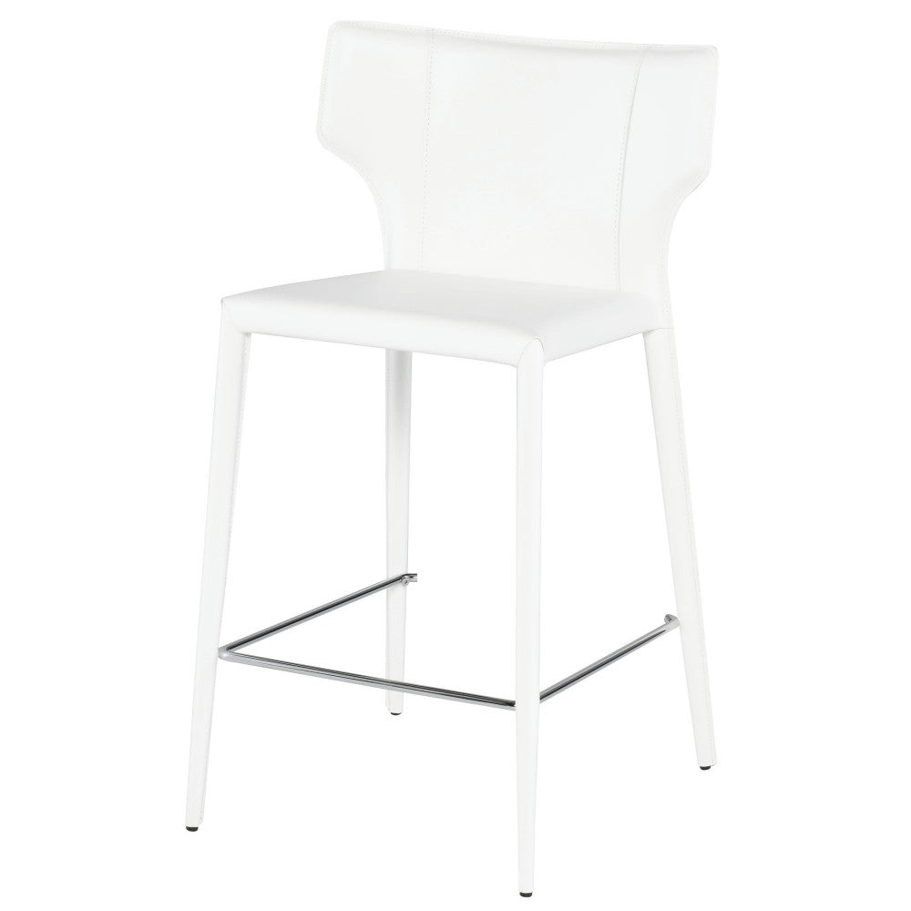 Wayne White Leather Counter Stool, HGND156