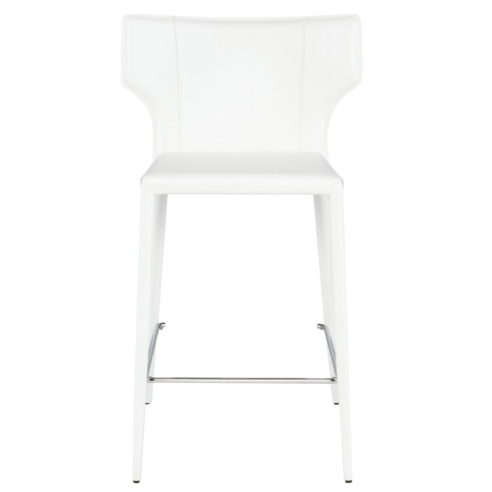 Wayne White Leather Counter Stool, HGND156