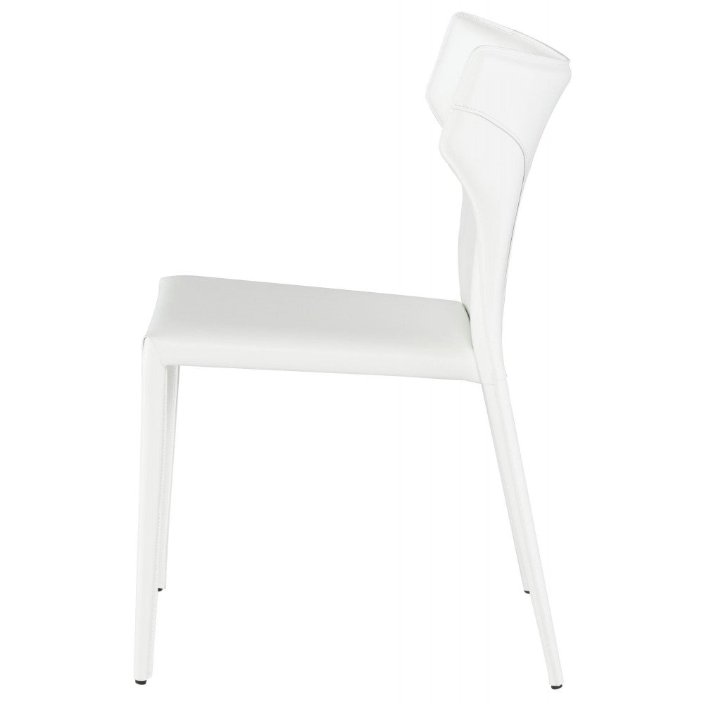 Wayne White Leather Dining Chair, HGND131