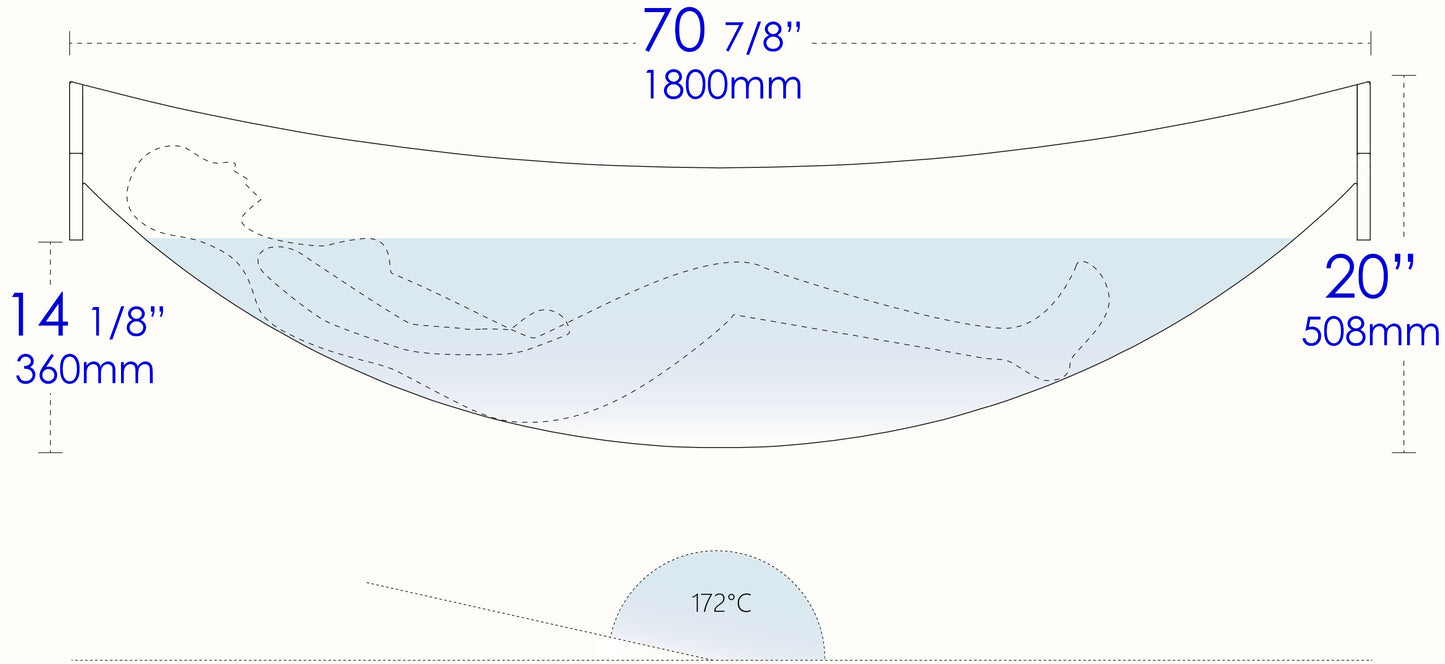 Black Matte 71" Solid Surface Resin Suspended Wall Mounted Hammock Bathtub